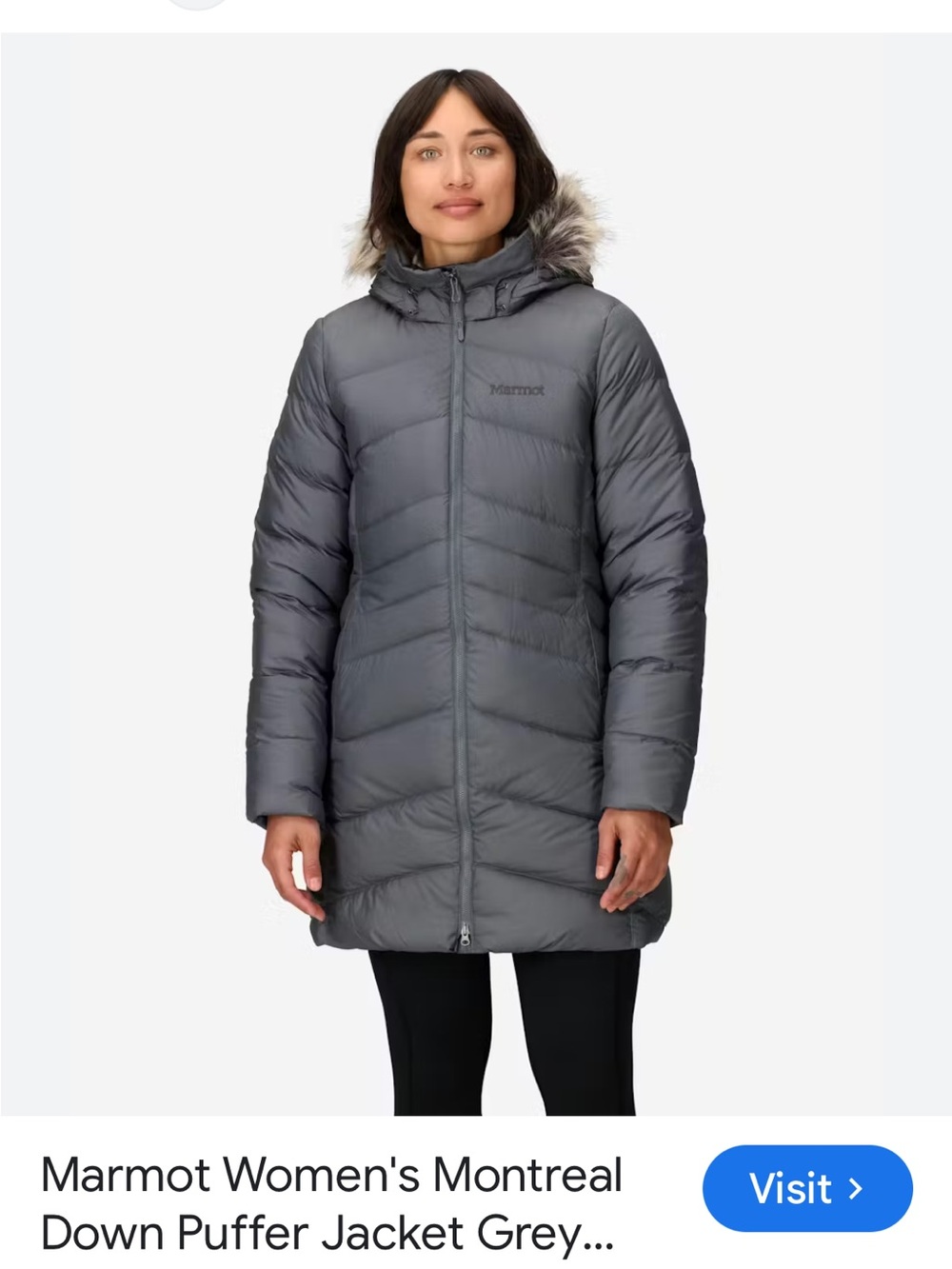 Marmot Women's Montreal Down Puffer Jacket - Grey size medium